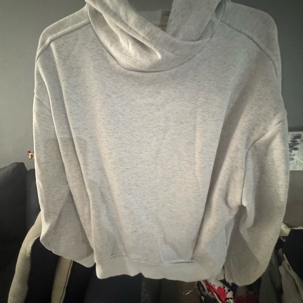 Athleta Light Heather Gray Women's Cowl Neck hooded Sweatershirt